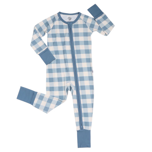 Blue Gingham Bamboo Romper