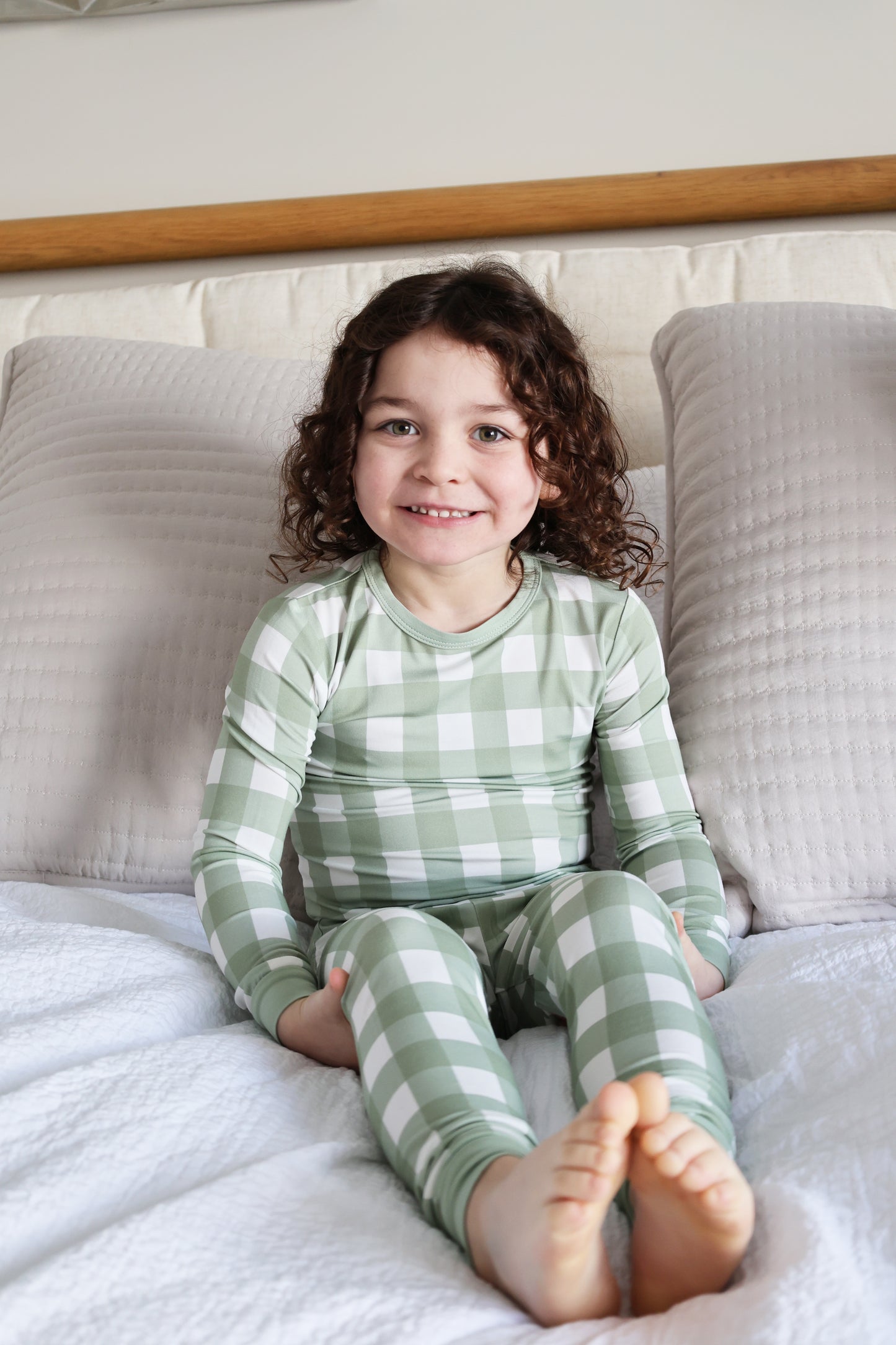 Green Gingham Bamboo 2 Piece PJ