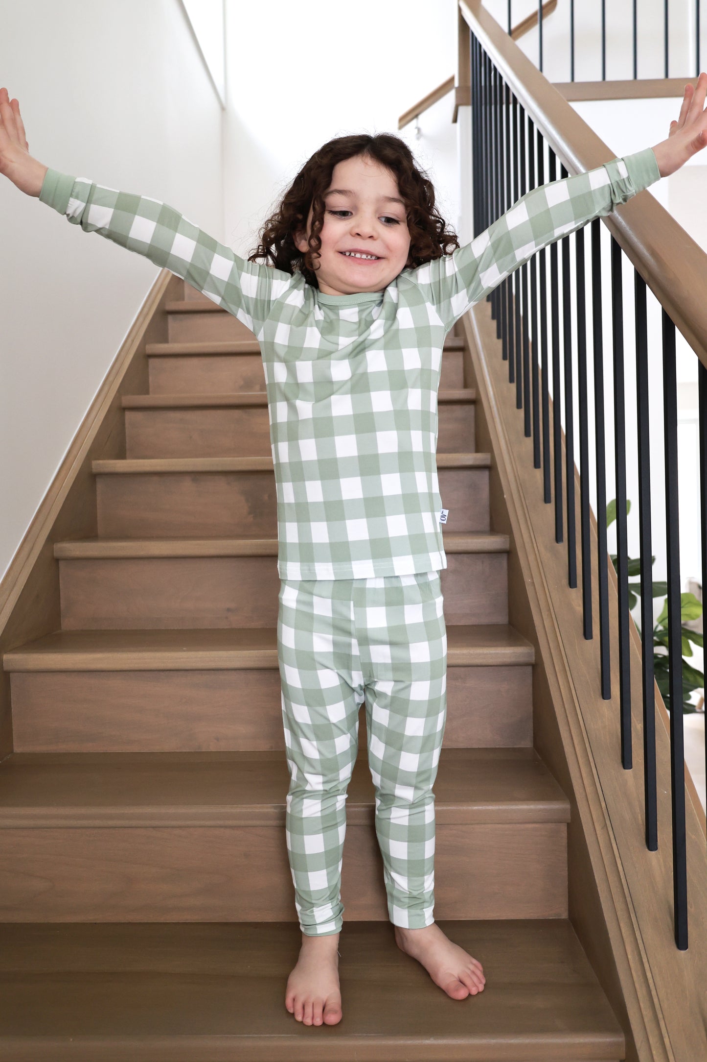 Green Gingham Bamboo 2 Piece PJ