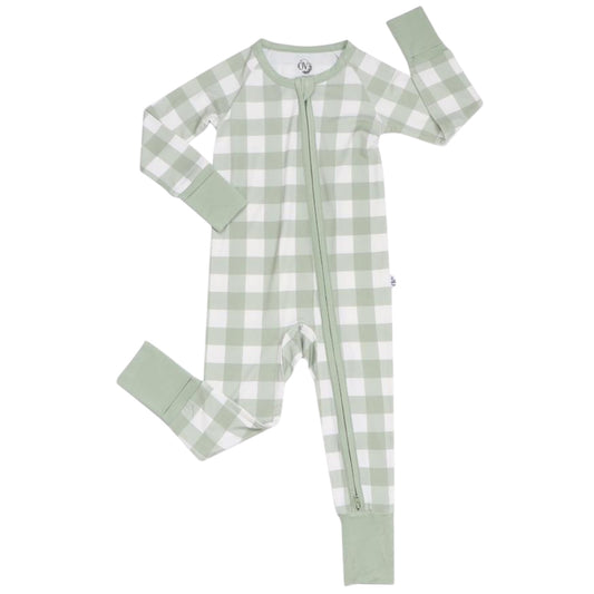 Green Gingham Bamboo Romper